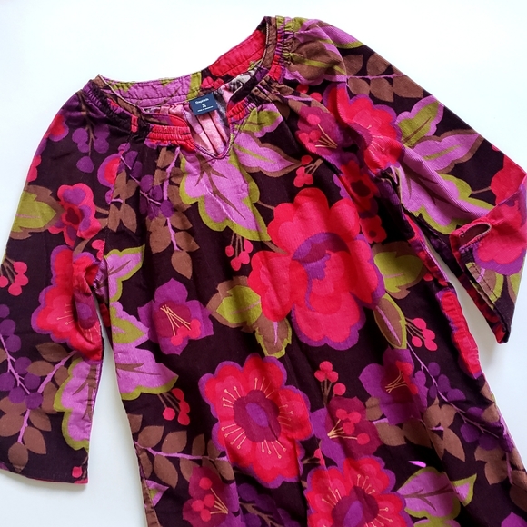 Sz M (8) Gap Kids Kensington Pink Purple Floral Corduroy Dress - Picture 5 of 10